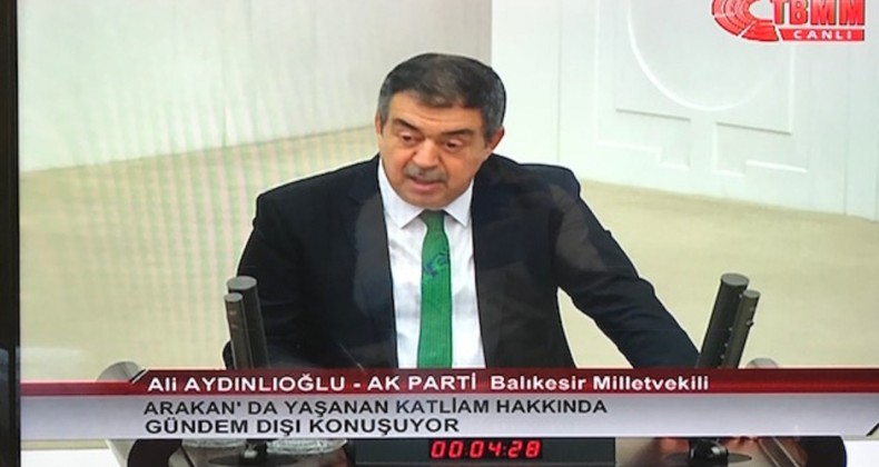 AK Partili Ali Aydınlıoğlu Arakan’daki katliamı TBMM kürsüsünden kınadı