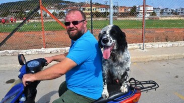 ‘ŞAMPİYON’ KÖPEĞİN MOTOSİKLET TUTKUSU