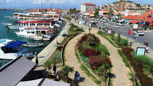 AYVALIK SAHİLİNDE ÇİÇEKLER AÇTI
