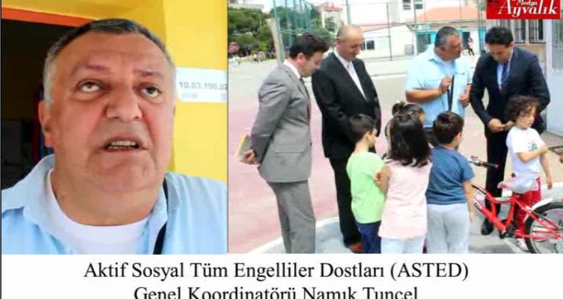 Trafik Haftası – Ayvalık’ta anaokul öğrencilerine bisiklet hediye edildi