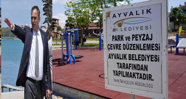 AYVALIK BELEDİYESİ’NDEN YUNUS EMRE PARKINA YENİ SPOR ALETLERİ