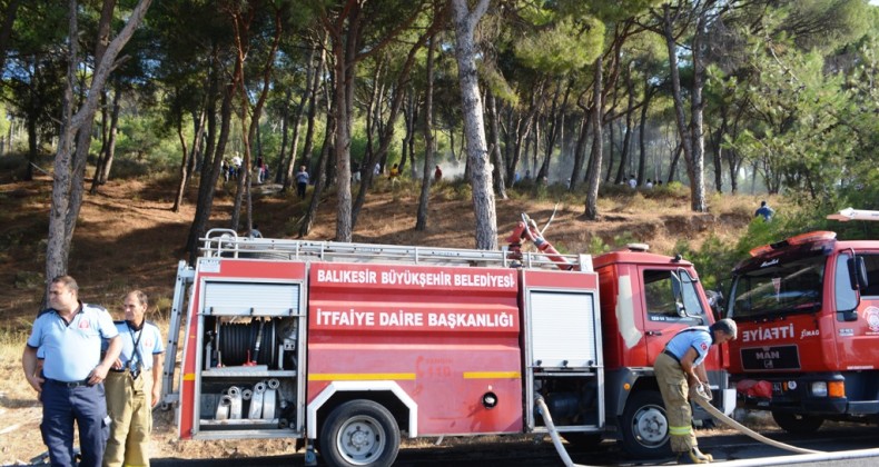 Ayvalık’ta çıkan orman yangınına vatandaşlar etten duvar ördü
