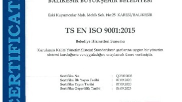 Büyükşehir’in ‘ISO 9001 Kalite Yönetim Sistemi’ belgesi yenilendi