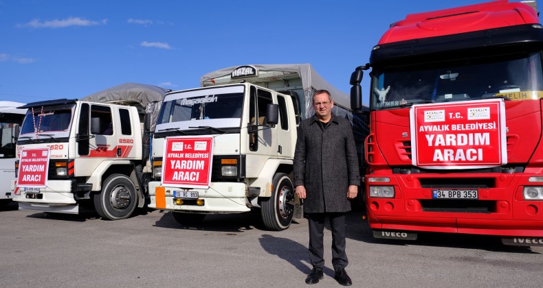 <strong>AYVALIK’TA DEPREM BÖLGESİNE YARDIM KÖPRÜSÜ KURULDU</strong>