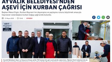 AYVALIK BELEDİYESİ’NDEN AŞEVİ İÇİN KURBAN ÇAĞRISI