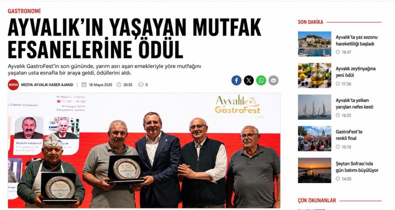 AYVALIK’IN YAŞAYAN MUTFAK EFSANELERİNE ÖDÜL