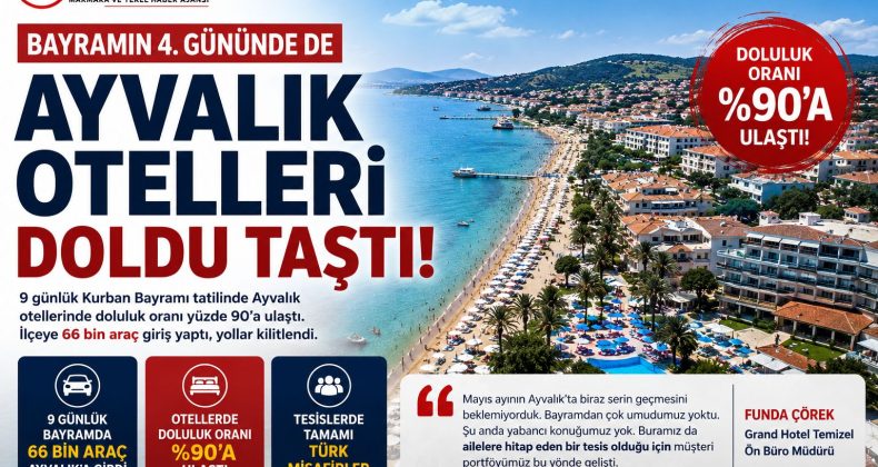 BAYRAMIN 4. GÜNÜNDE DE AYVALIK OTELLERİ DOLDU TAŞTI