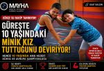 GÜREŞTE 10 YAŞINDAKİ MİNİK KIZ TUTTUĞUNU DEVİRİYOR
