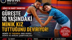 GÜREŞTE 10 YAŞINDAKİ MİNİK KIZ TUTTUĞUNU DEVİRİYOR