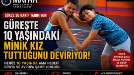 GÜREŞTE 10 YAŞINDAKİ MİNİK KIZ TUTTUĞUNU DEVİRİYOR