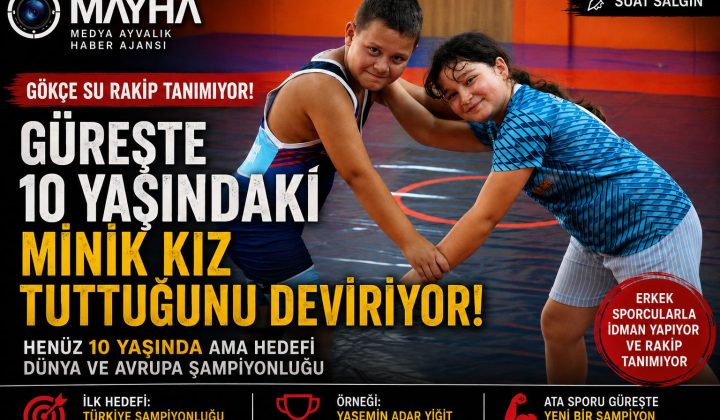 GÜREŞTE 10 YAŞINDAKİ MİNİK KIZ TUTTUĞUNU DEVİRİYOR