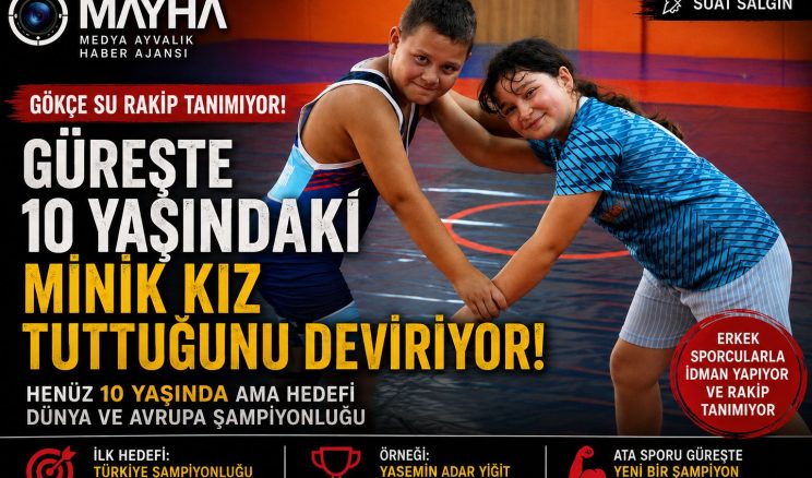 GÜREŞTE 10 YAŞINDAKİ MİNİK KIZ TUTTUĞUNU DEVİRİYOR