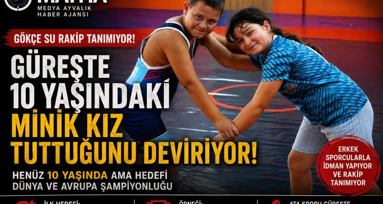 GÜREŞTE 10 YAŞINDAKİ MİNİK KIZ TUTTUĞUNU DEVİRİYOR