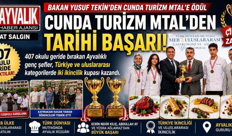 BAKAN YUSUF TEKİN’DEN ÖDÜL, AYVALIK’TA DAVUL ZURNALI KARŞILAMA