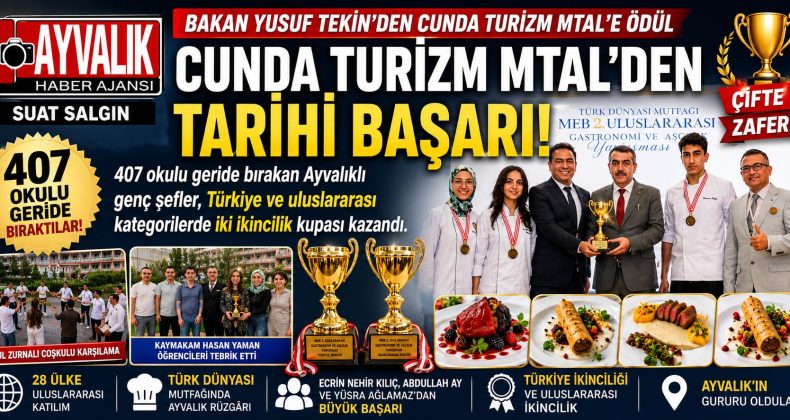 BAKAN YUSUF TEKİN’DEN ÖDÜL, AYVALIK’TA DAVUL ZURNALI KARŞILAMA