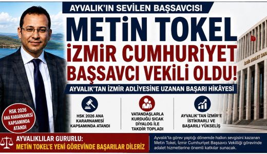 AYVALIK’IN SEVİLEN BAŞSAVCISI METİN TOKEL İZMİR CUMHURİYET BAŞSAVCI VEKİLLİĞİNE ATANDI