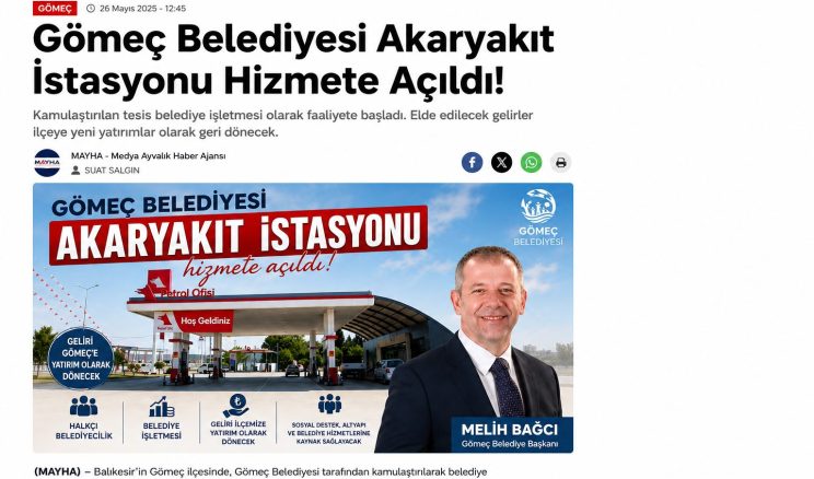 GÖMEÇ BELEDİYESİ AKARYAKIT İSTASYONU HİZMETE AÇILDI